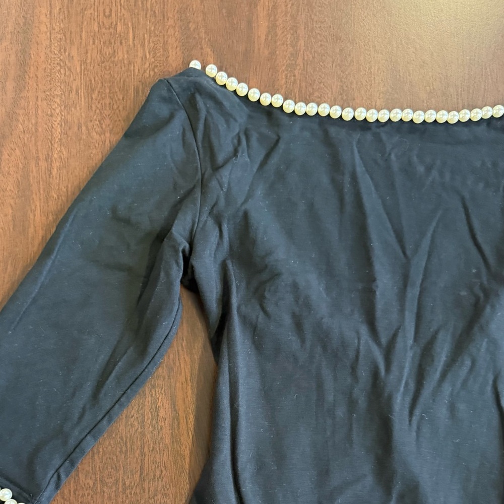 Marc Jacobs Capezios Black Bodysuit with Pearl Details